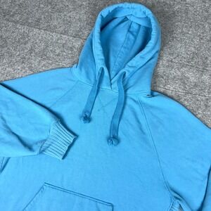 American Eagle Hoodie Womens Medium Blue‎ Textured Fleece Oversized Pullover